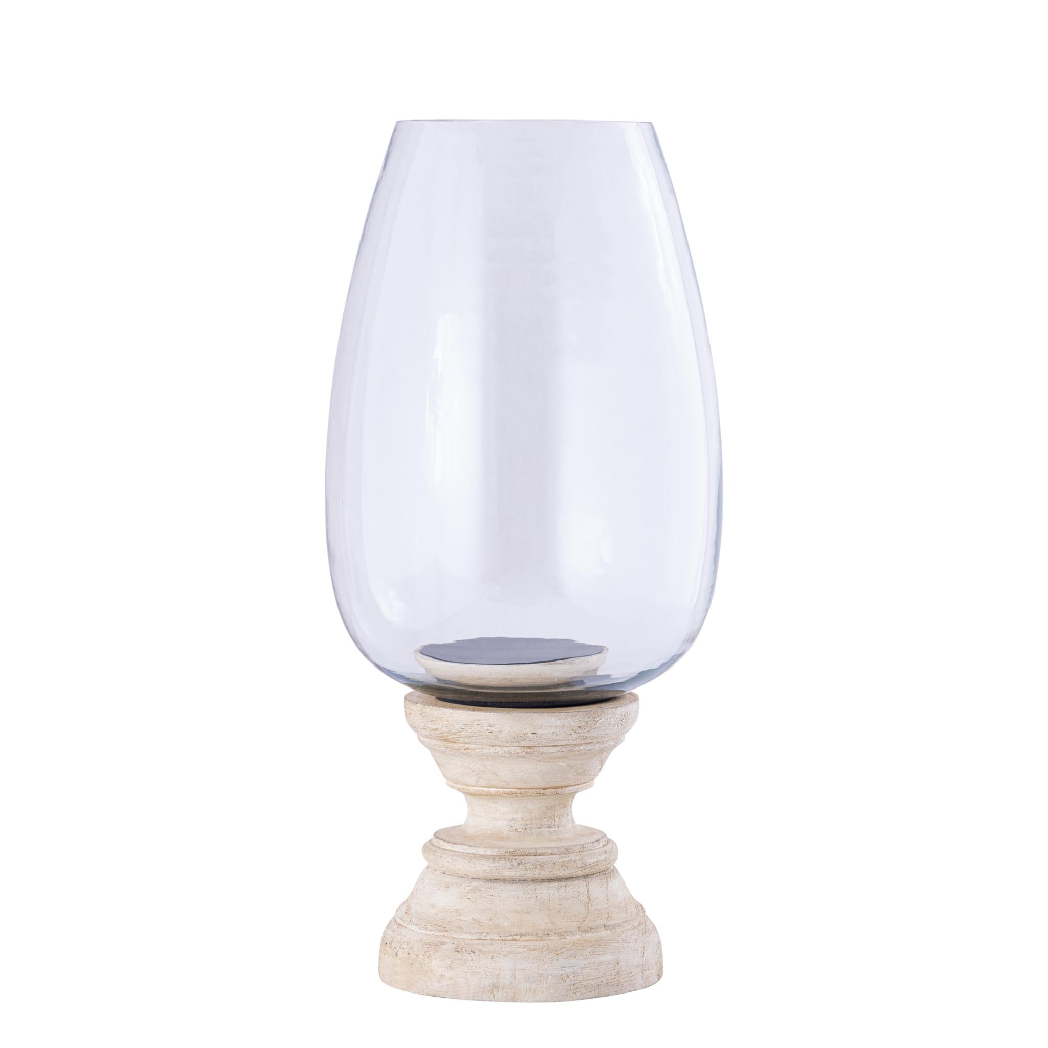 PTMD Windlicht Qez - 20x20x44 cm - Glas - Creme