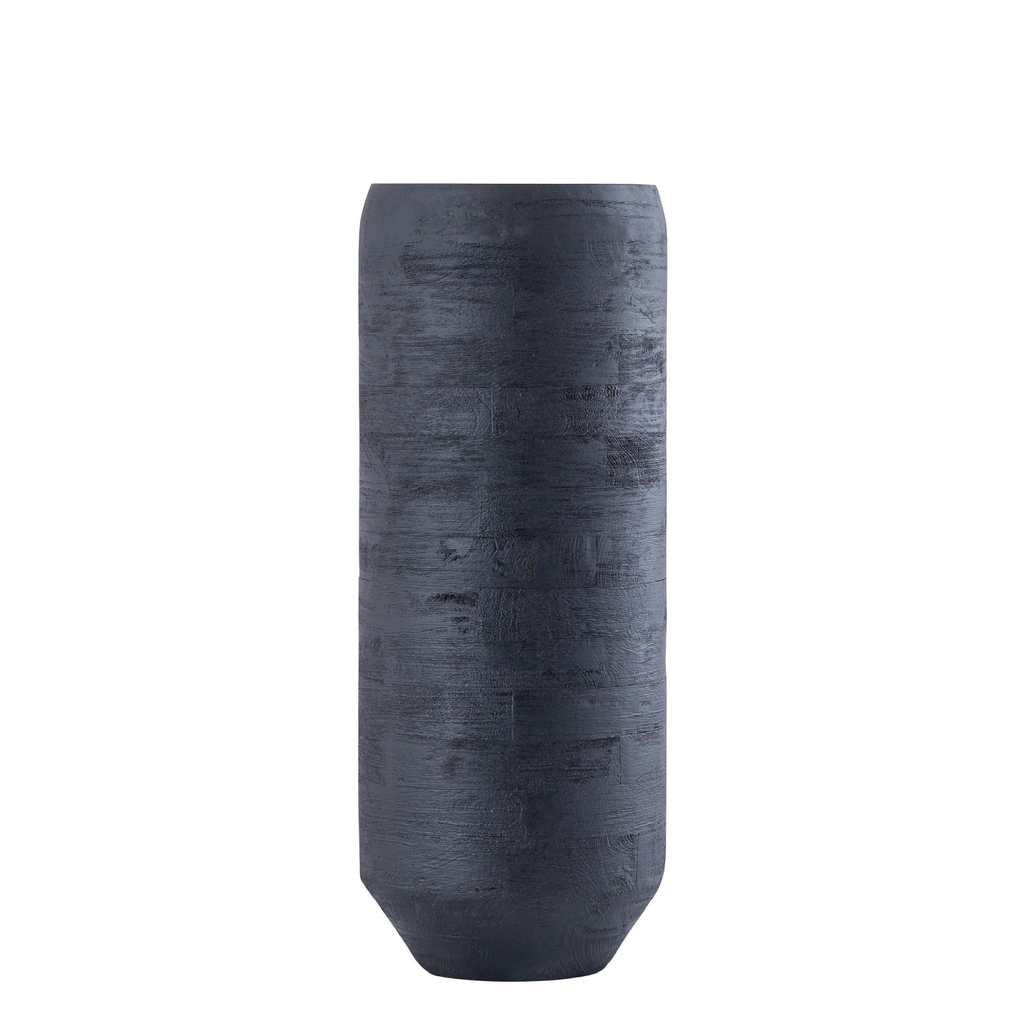 PTMD Bloempot Gerd - 24x24x60 cm - Hout - Zwart