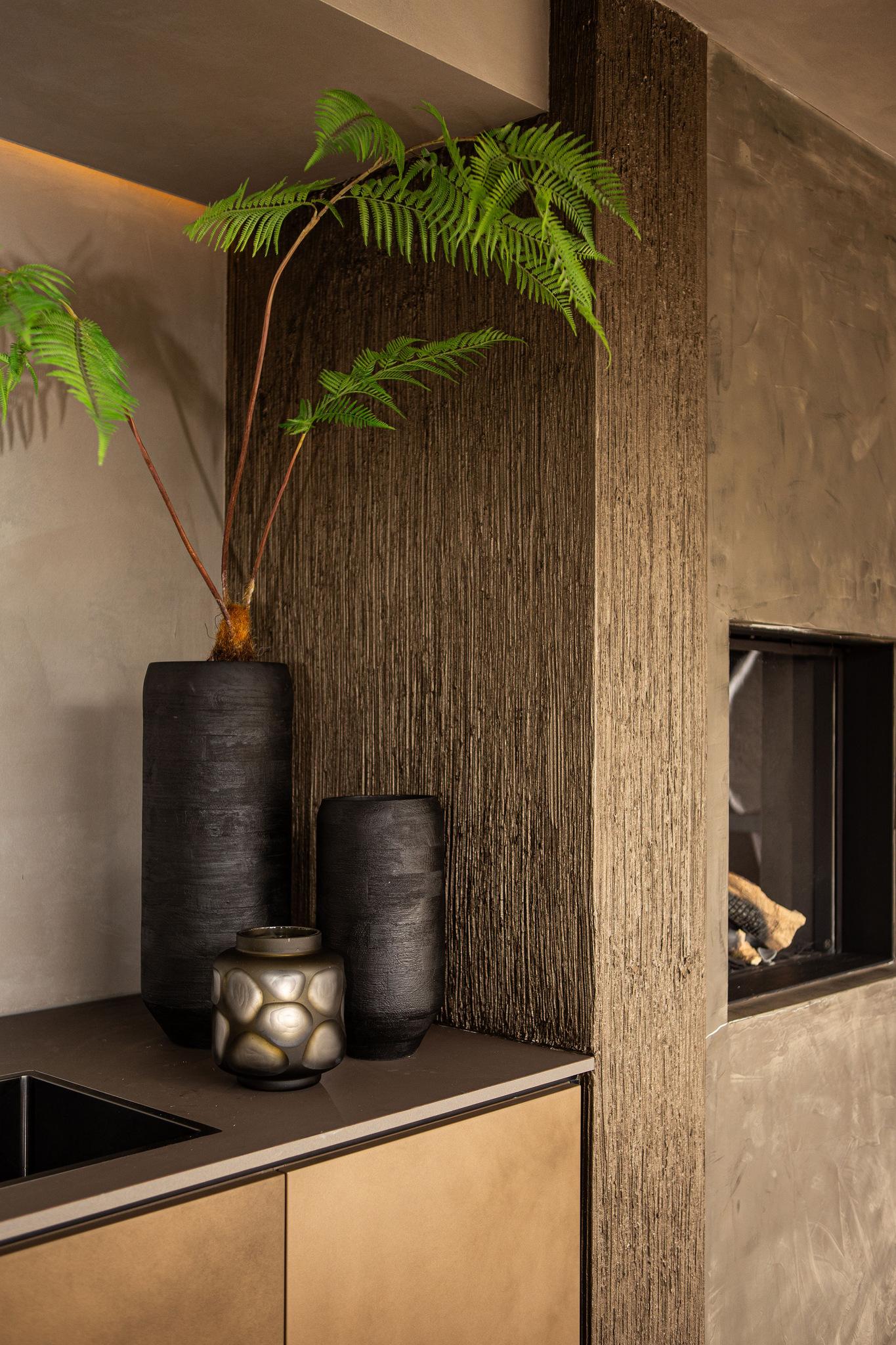 PTMD Bloempot Gerd - 20x20x40 cm - Hout - Zwart