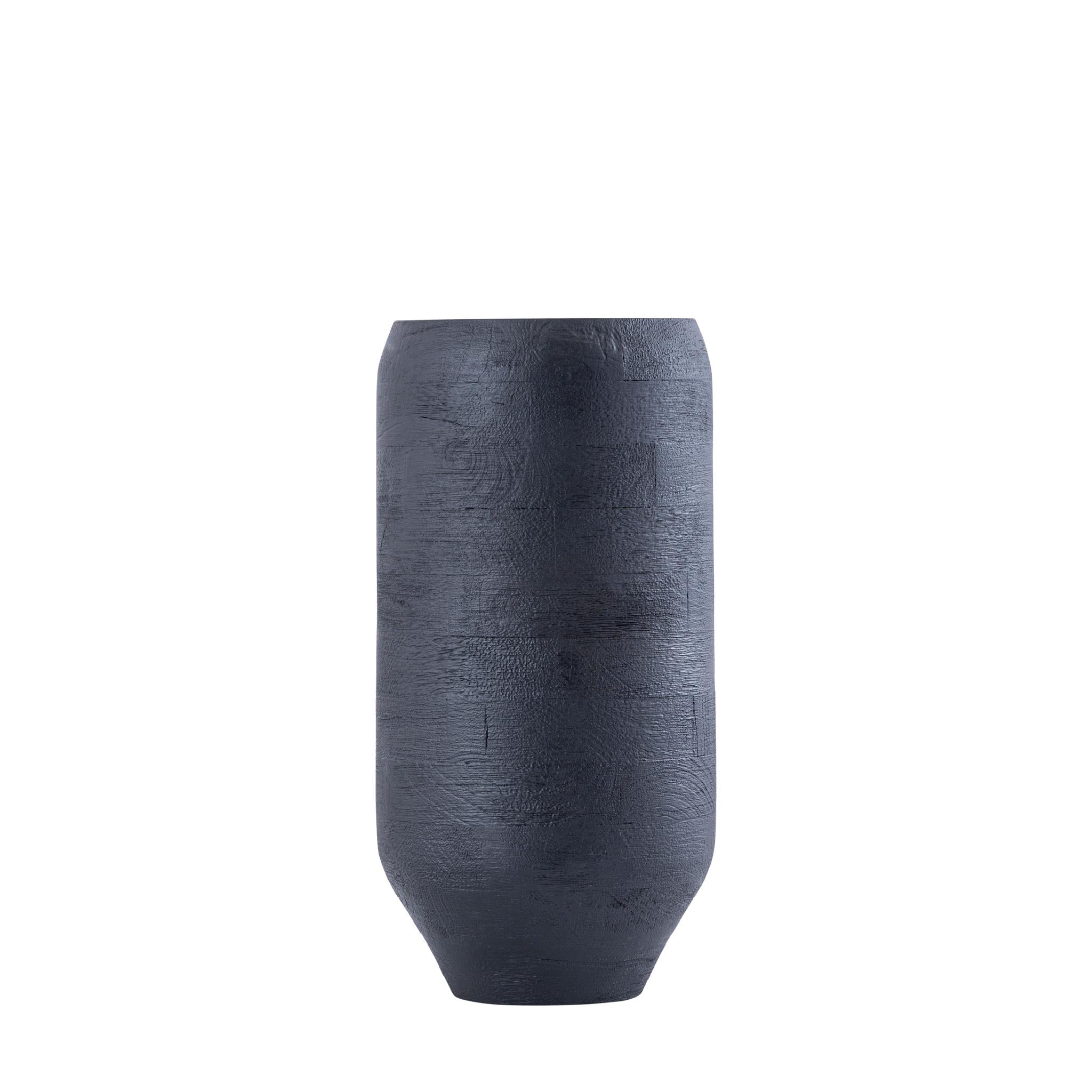 PTMD Bloempot Gerd - 20x20x40 cm - Hout - Zwart