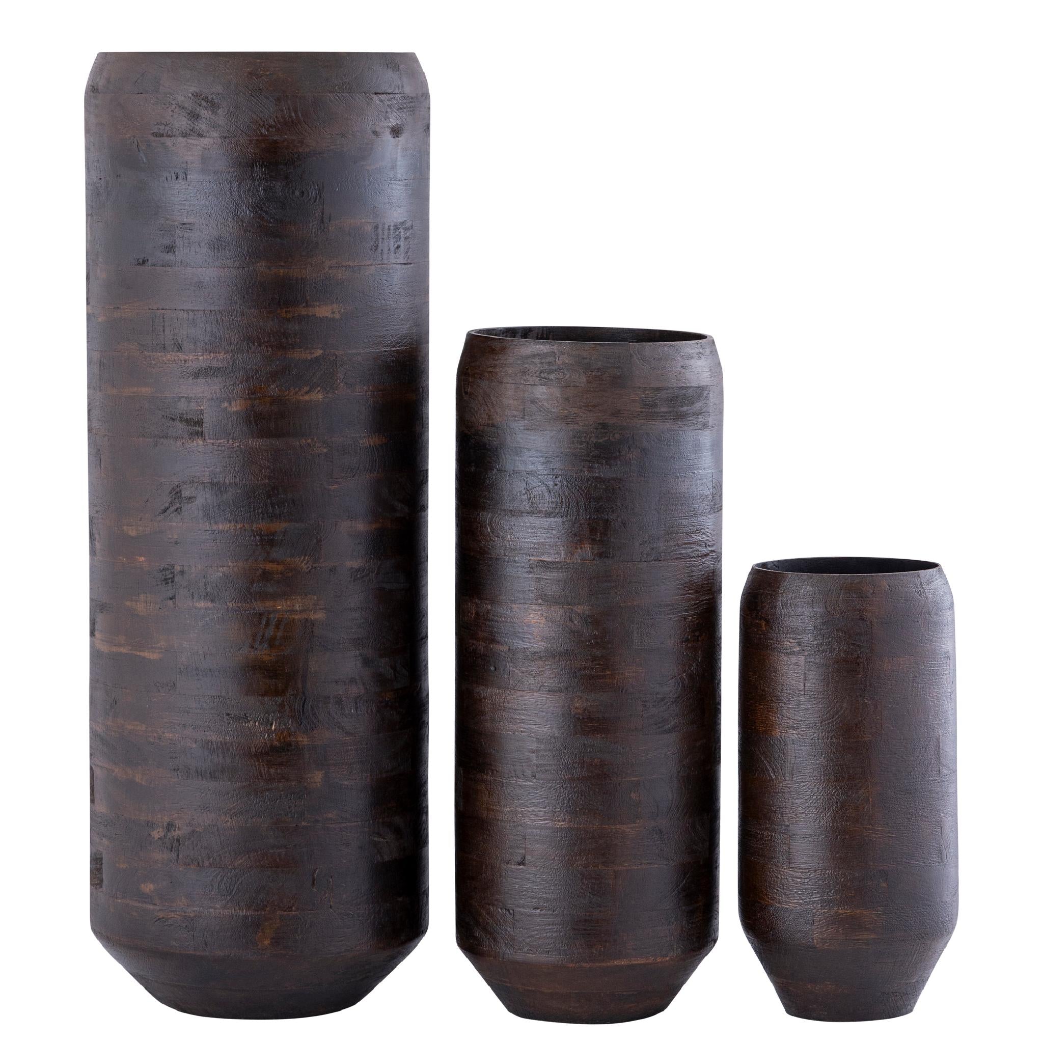 PTMD Bloempot Gerd - 20x20x40 cm - Hout - Bruin