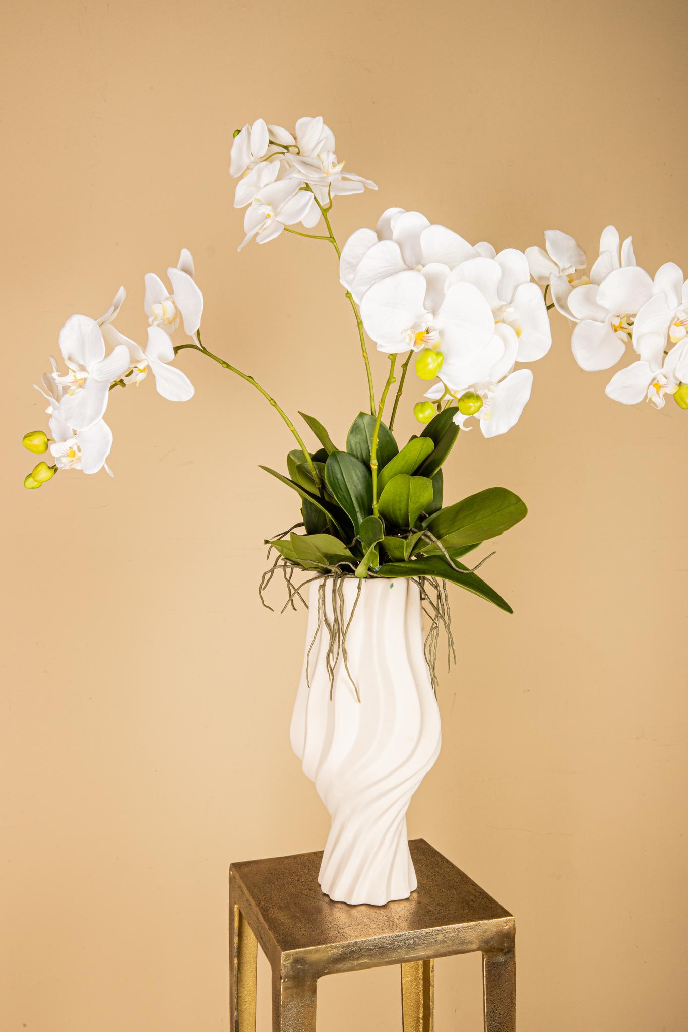 PTMD Kunstbloem Orchid - 60x30x74 cm - Polyester - Wit