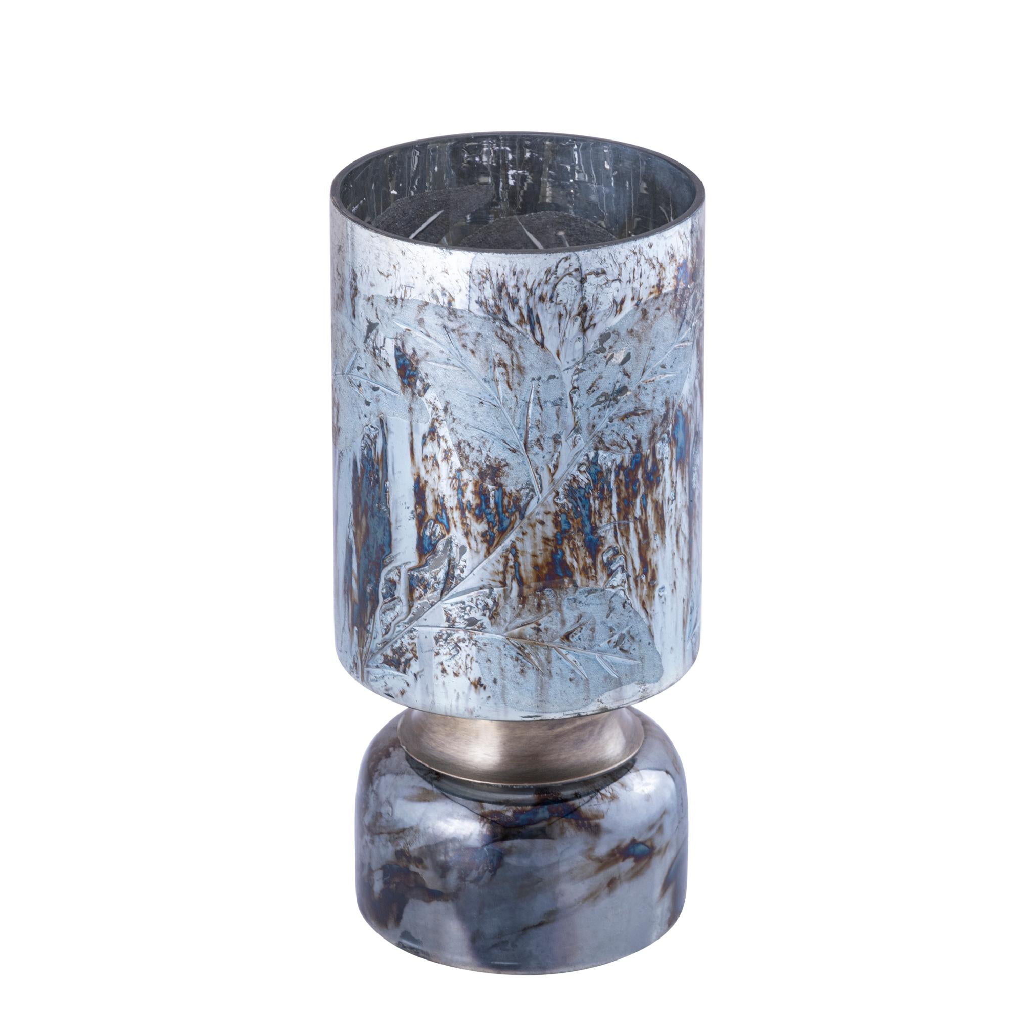 PTMD Windlicht Navanah - 12x12x25 cm - Glas - Blauw