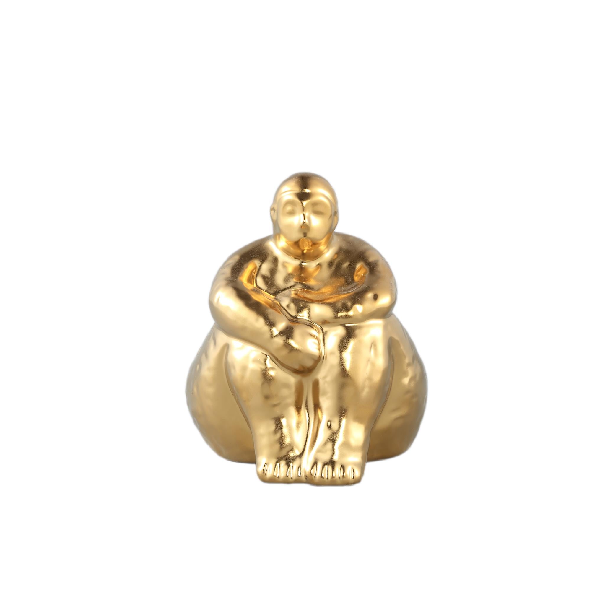 PTMD Decoratieve Standbeeld Oday - 15x15x18 cm - Keramiek - Goud