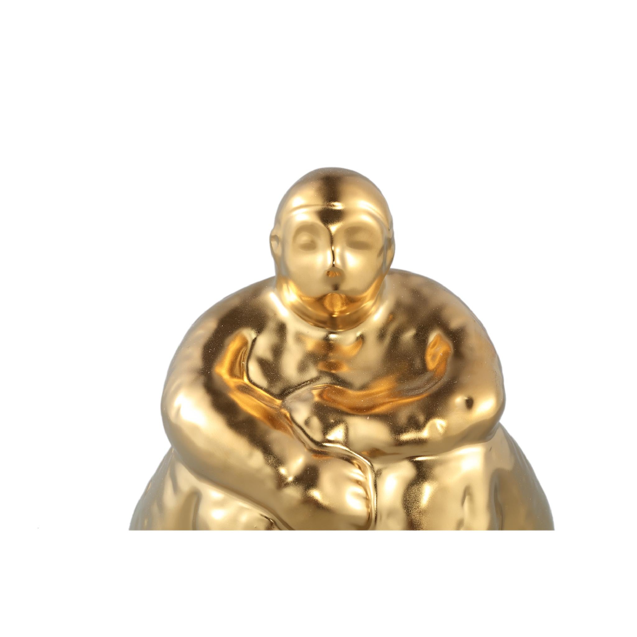 PTMD Decoratieve Standbeeld Oday - 15x15x18 cm - Keramiek - Goud