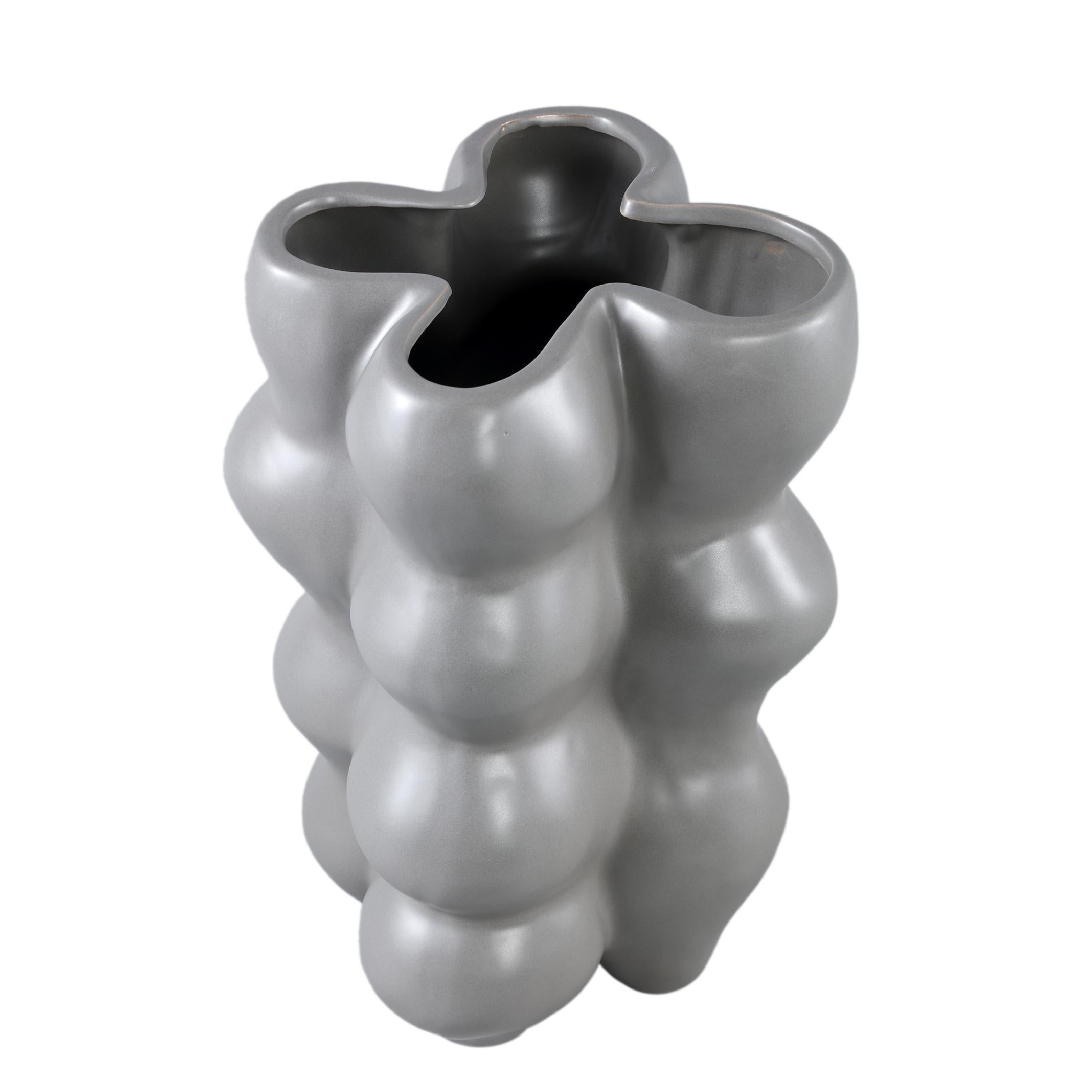 PTMD Bloempot Baille - 25x24x39 cm - Keramiek - Grijs