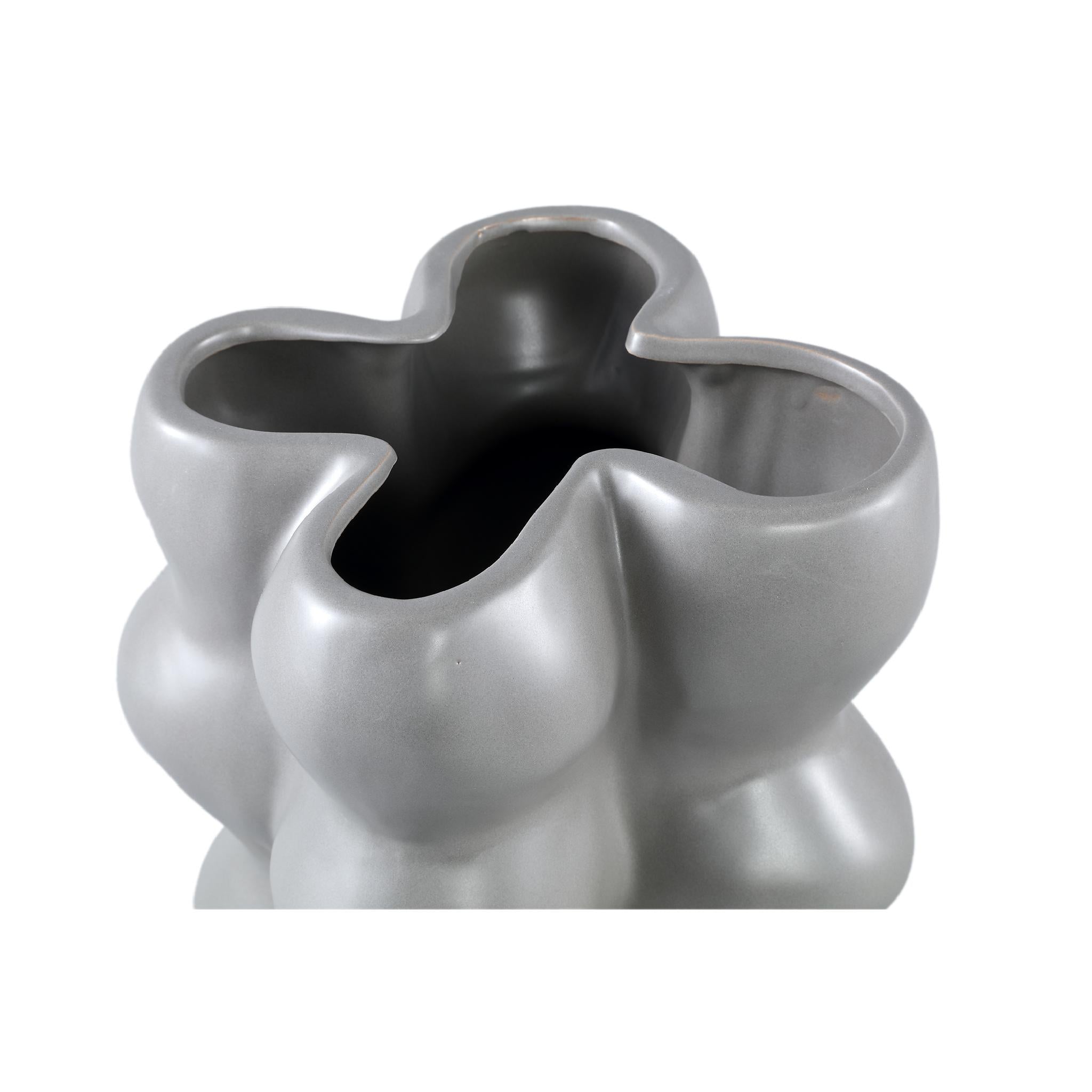 PTMD Bloempot Baille - 25x24x39 cm - Keramiek - Grijs