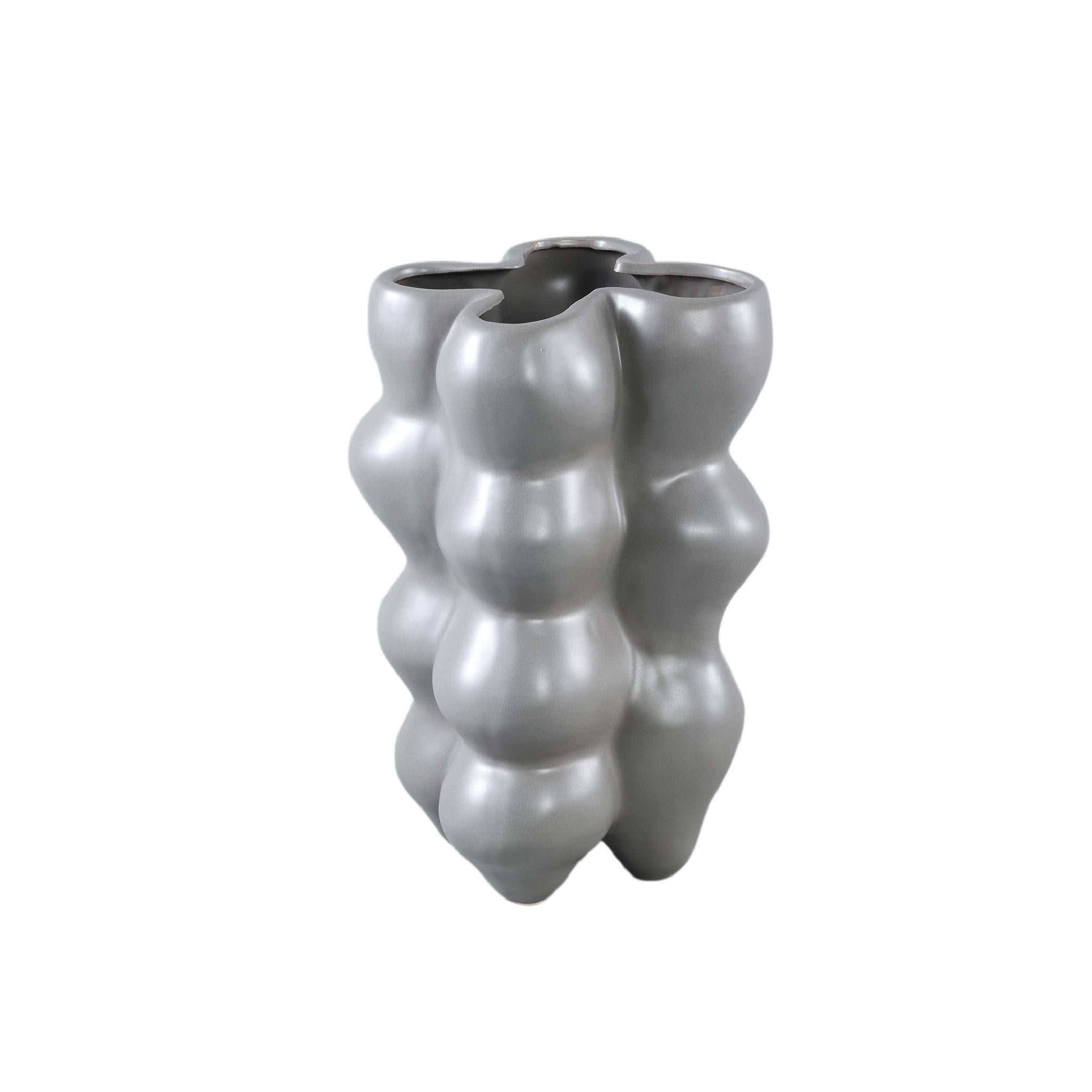 PTMD Bloempot Baille - 25x24x39 cm - Keramiek - Grijs