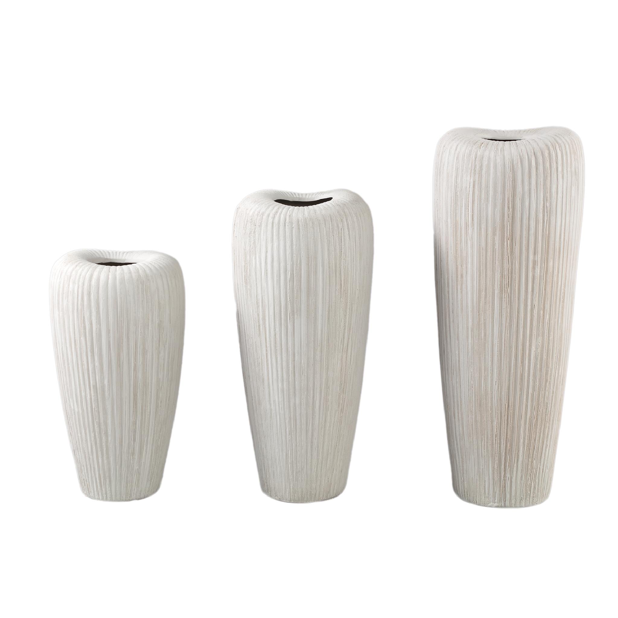 PTMD Bloempot Zinet - 17x17x45 cm - Keramiek - Creme