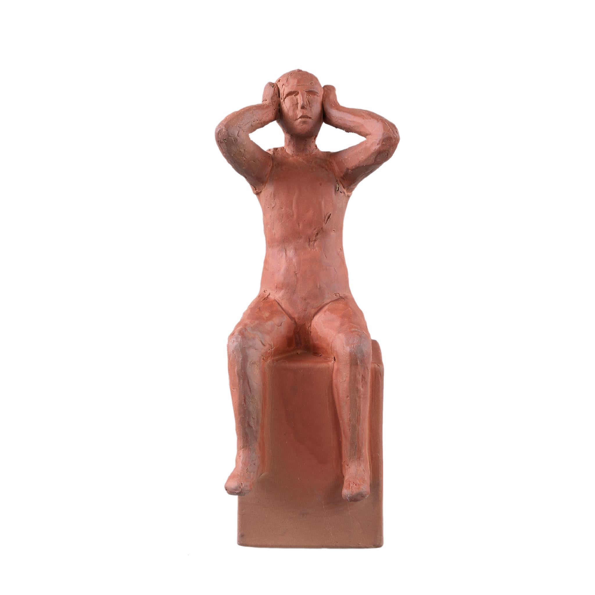 PTMD Decoratieve Standbeeld Amii - 10x11x28 cm - Keramiek - Bruin