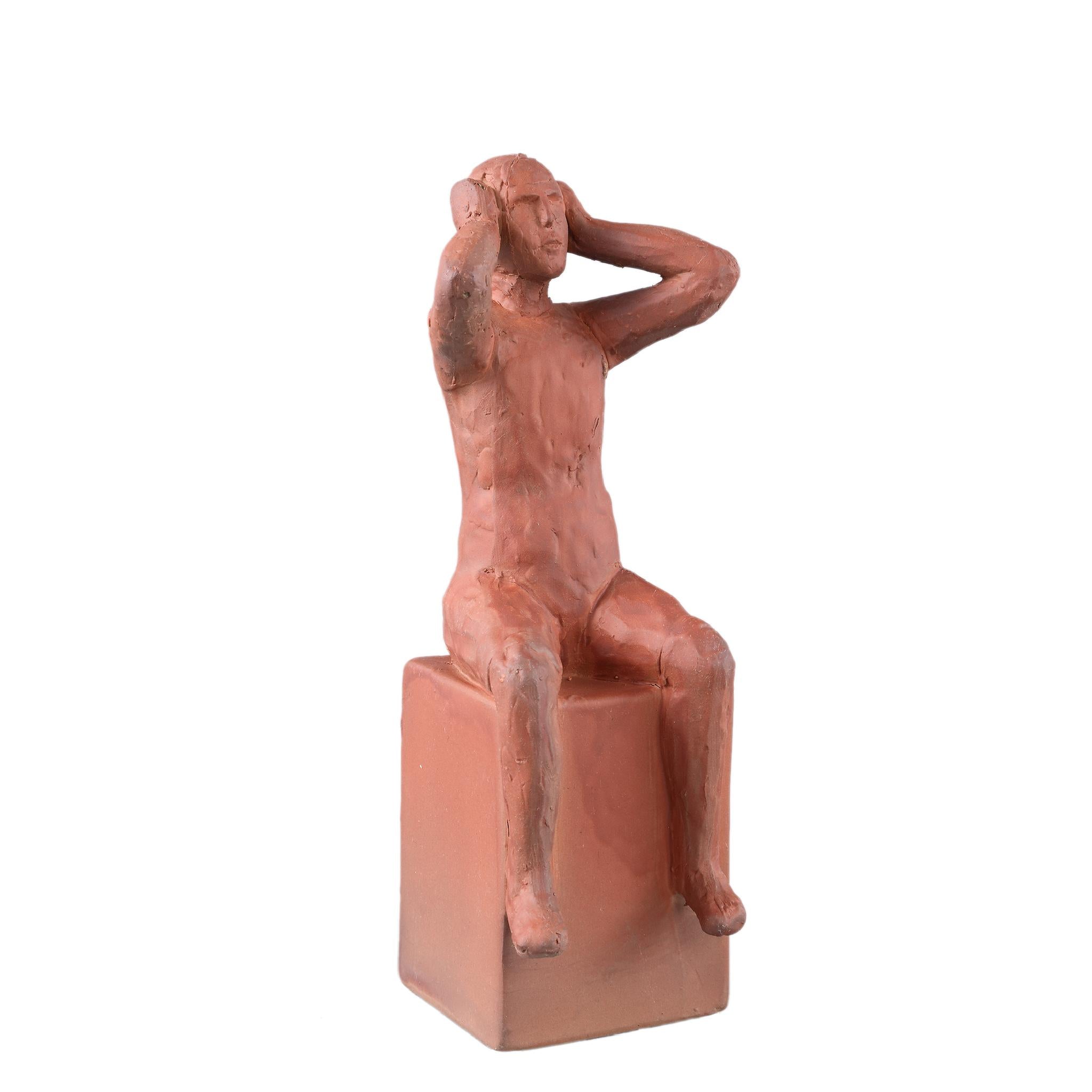 PTMD Decoratieve Standbeeld Amii - 10x11x28 cm - Keramiek - Bruin