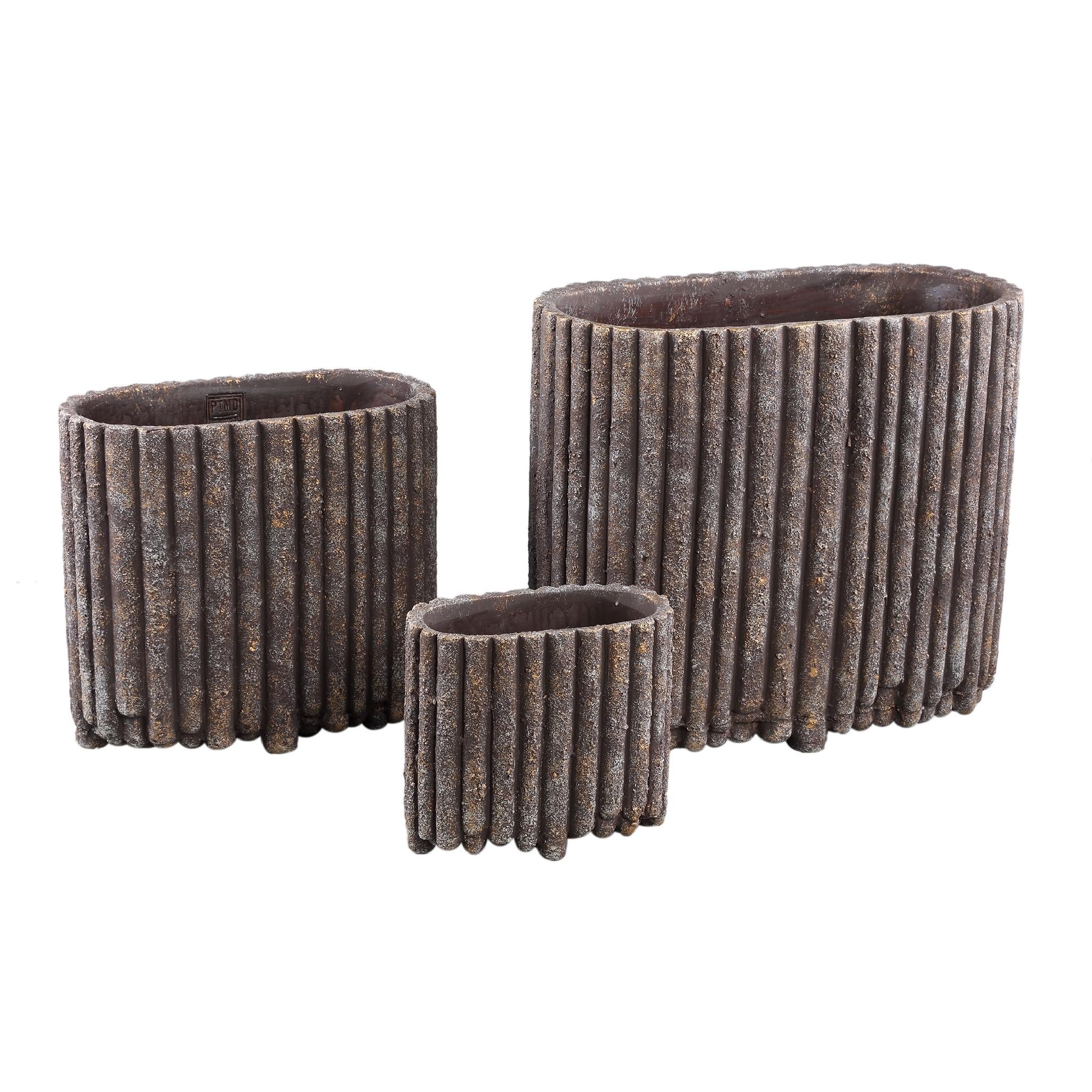 PTMD Bloempot Morganne - 40x20x36 cm - Cement - Bruin