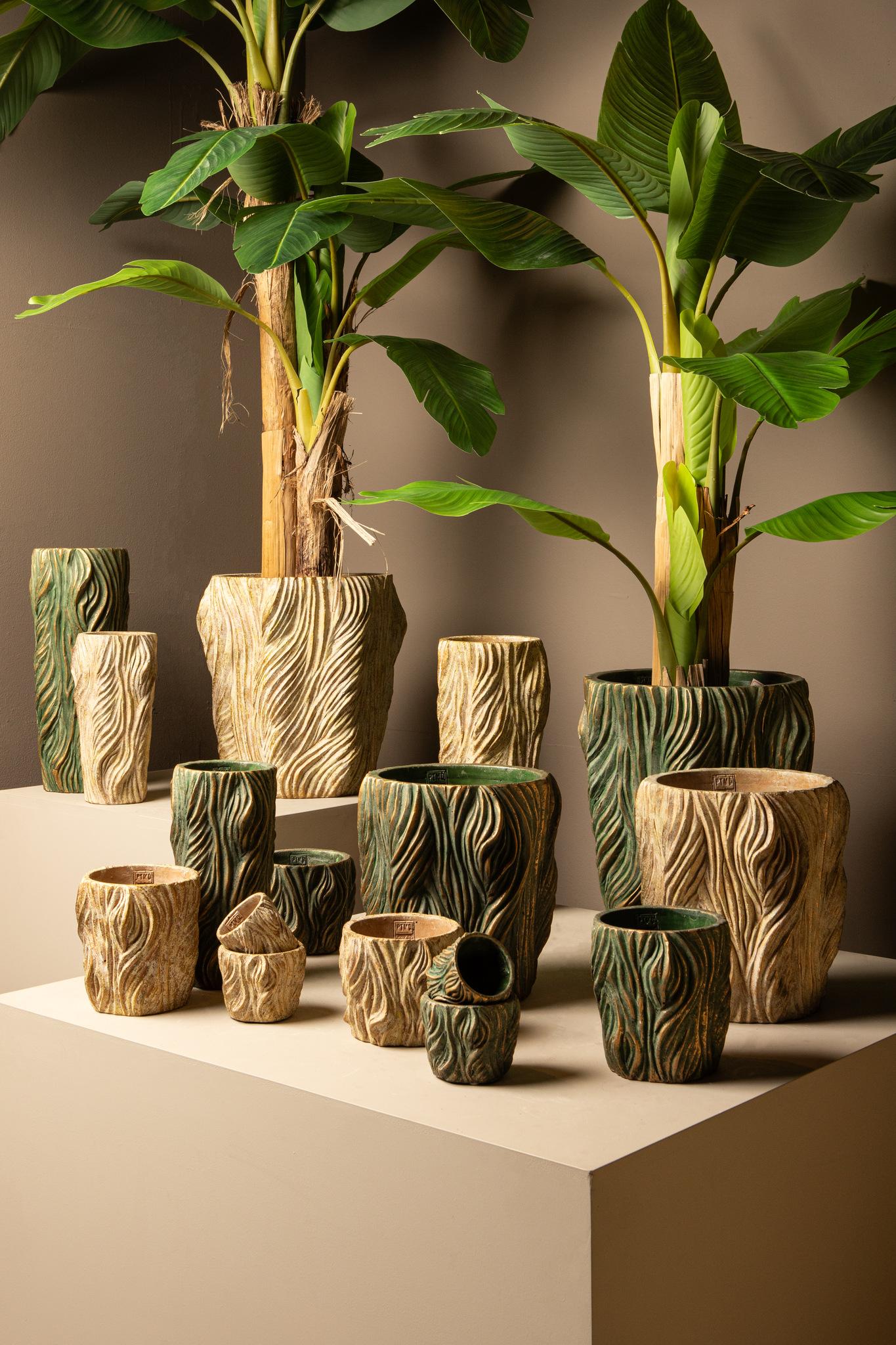PTMD Bloempot Alexio - 16x16x30 cm - Cement - Groen
