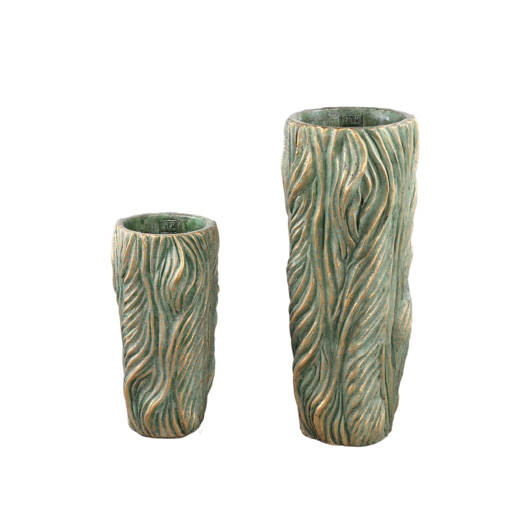 PTMD Bloempot Alexio - 16x16x30 cm - Cement - Groen