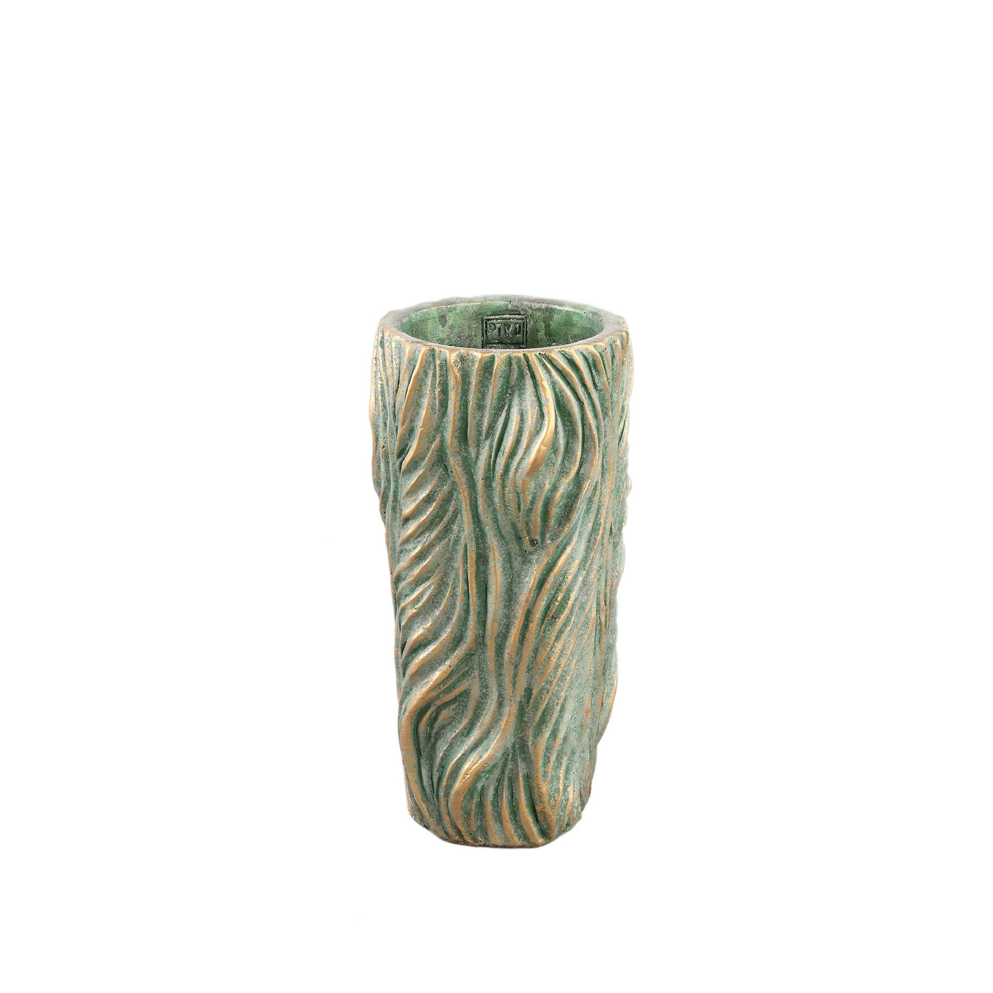 PTMD Bloempot Alexio - 16x16x30 cm - Cement - Groen