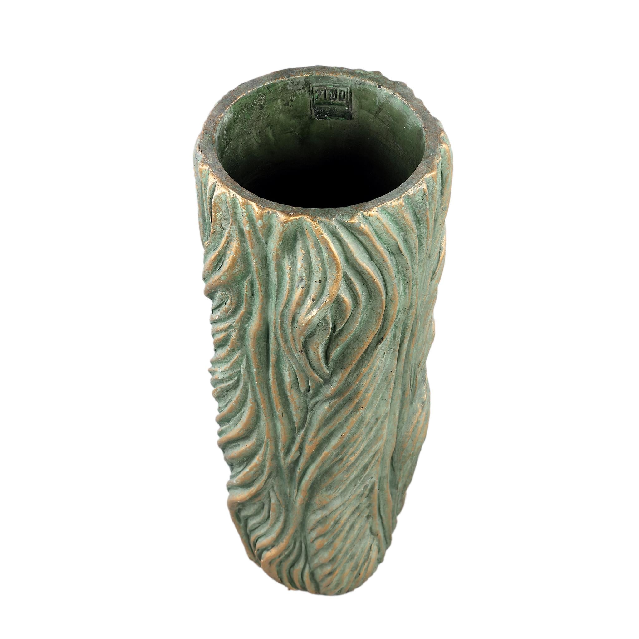 PTMD Bloempot Alexio - 20x20x45 cm - Cement - Groen