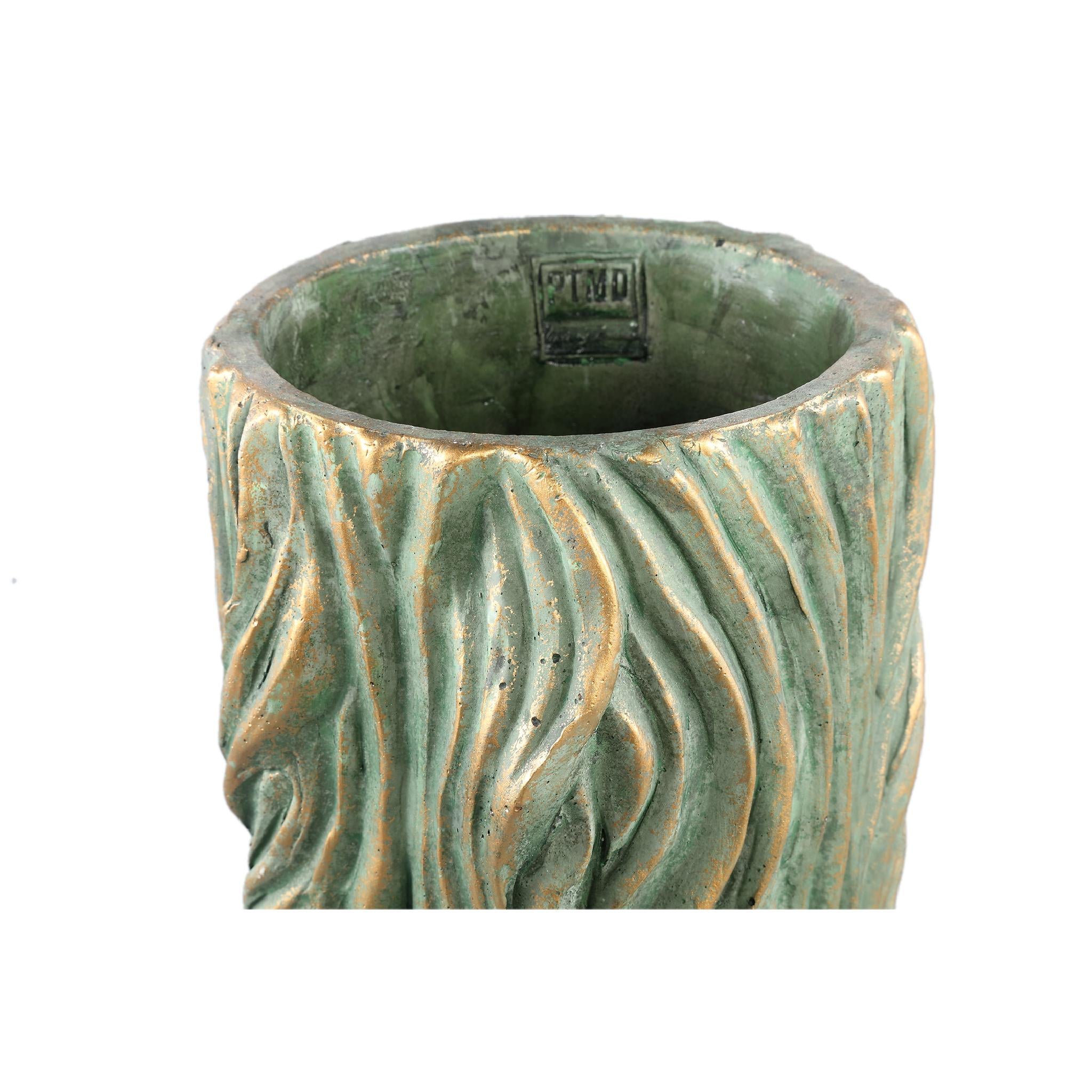 PTMD Bloempot Alexio - 20x20x45 cm - Cement - Groen