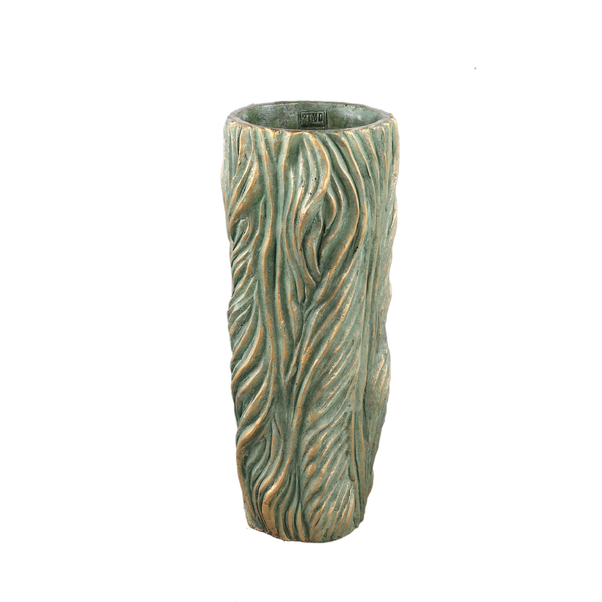 PTMD Bloempot Alexio - 20x20x45 cm - Cement - Groen