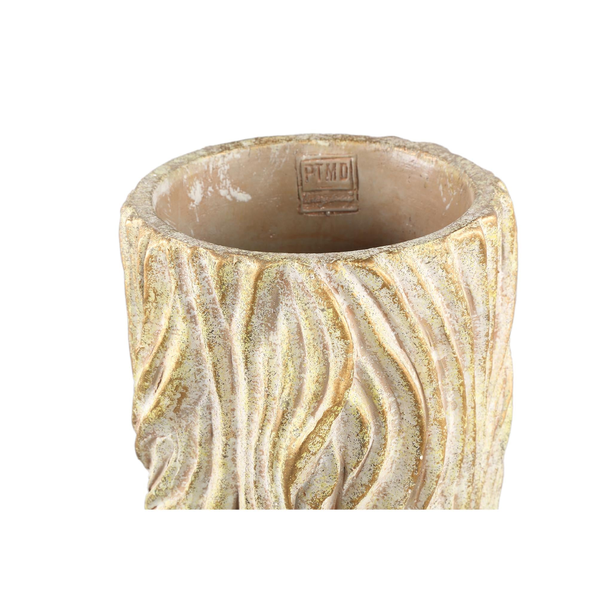 PTMD Bloempot Alexio - 20x20x45 cm - Cement - Creme