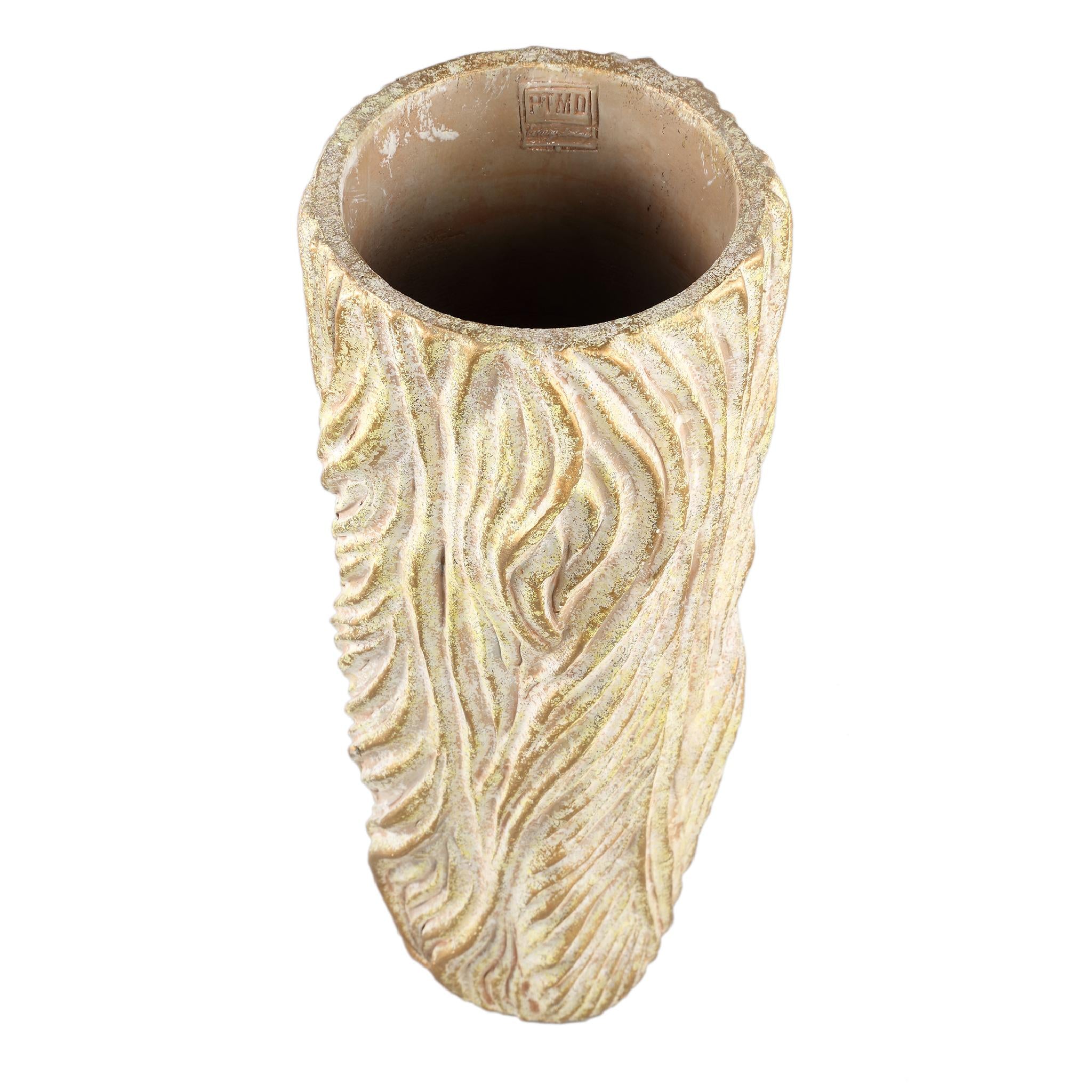PTMD Bloempot Alexio - 20x20x45 cm - Cement - Creme