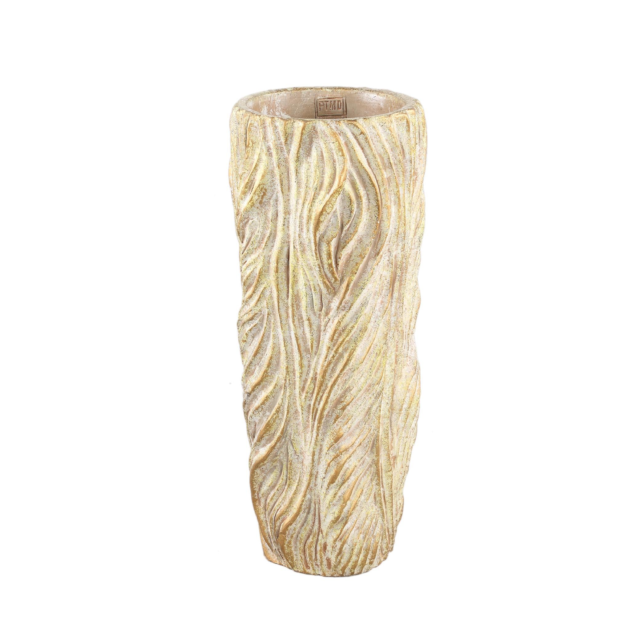 PTMD Bloempot Alexio - 20x20x45 cm - Cement - Creme