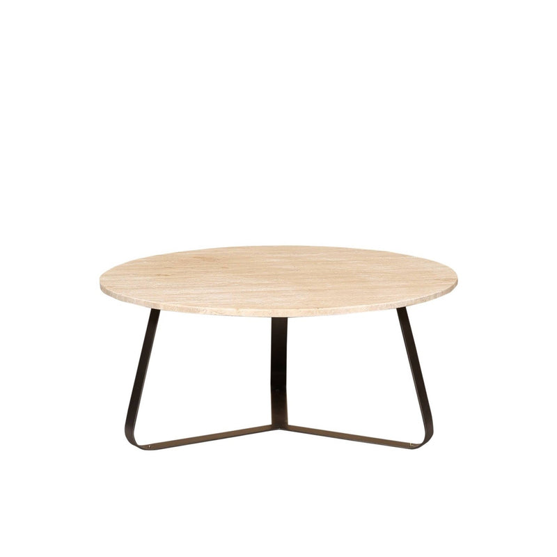 PTMD Salontafel Micka - 59x59x41 cm - Travertijn - Zwart