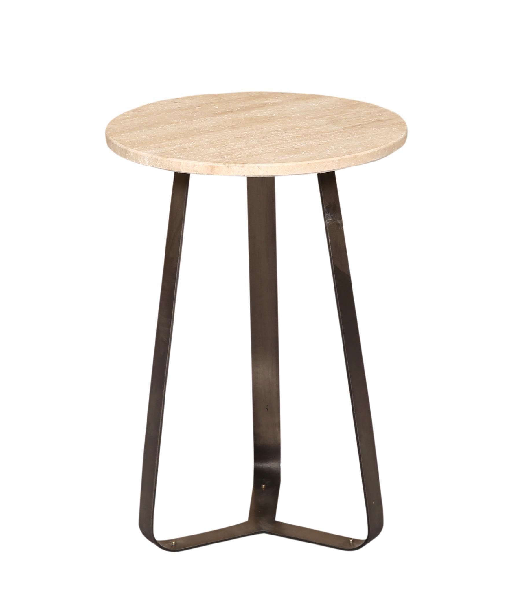 PTMD Salontafel Micka - 40x40x56 cm - Travertijn - Zwart