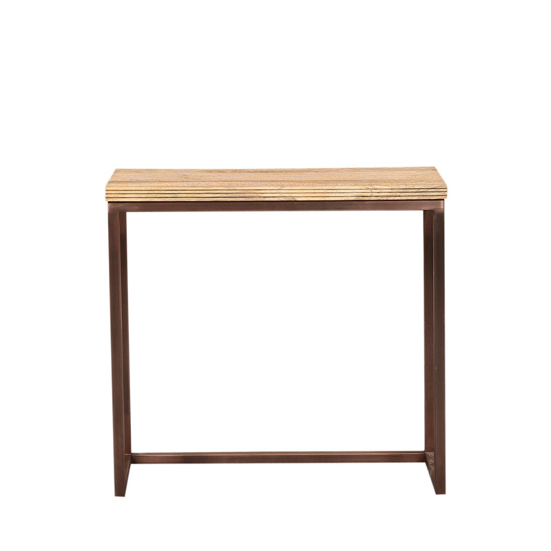 PTMD Bijzettafel Zoah - 70x29x65 cm - Hout - Koper- Set van 3