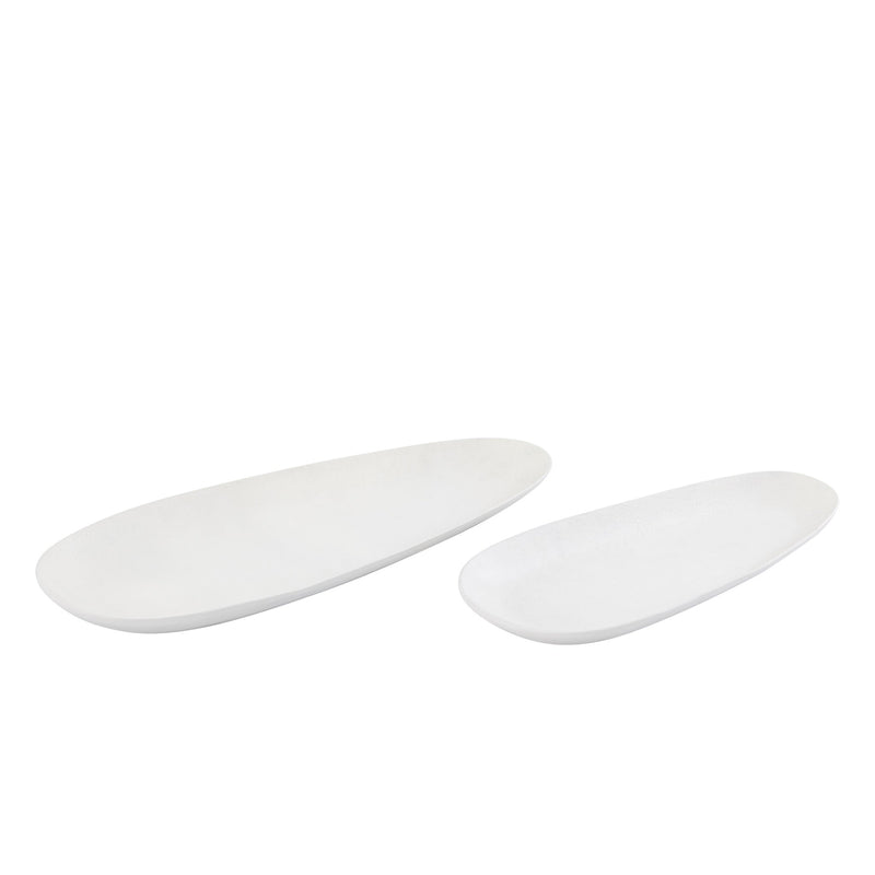 PTMD Schaal Elzye - 50x20x3 cm - Aluminium - Creme