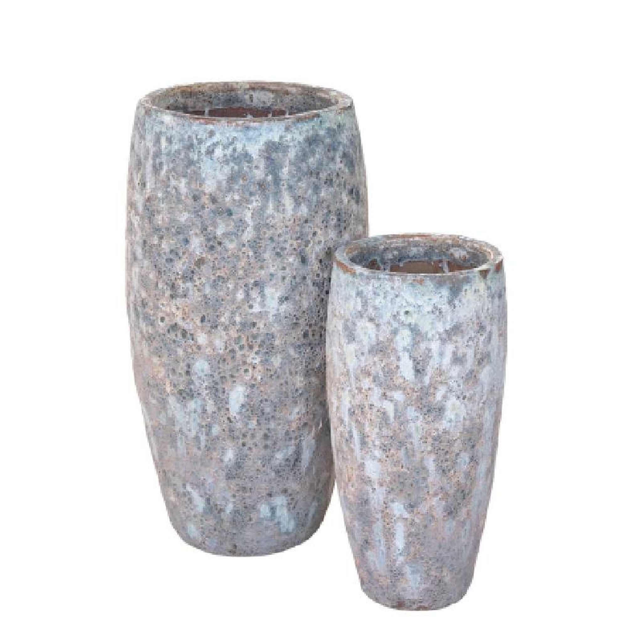 PTMD Bloempot Rachyl - 45x45x90 cm - Keramiek - Creme- Set van 2