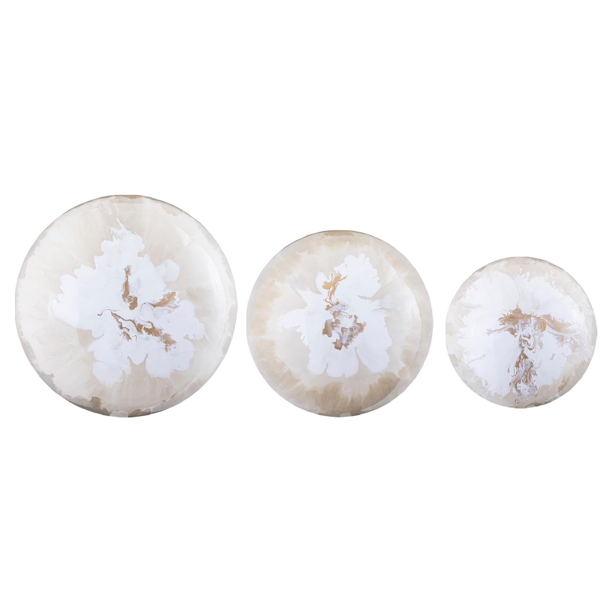 PTMD Wandpaneel Sufyan - 36x31x36 cm - Ijzer - Creme - Set van 3