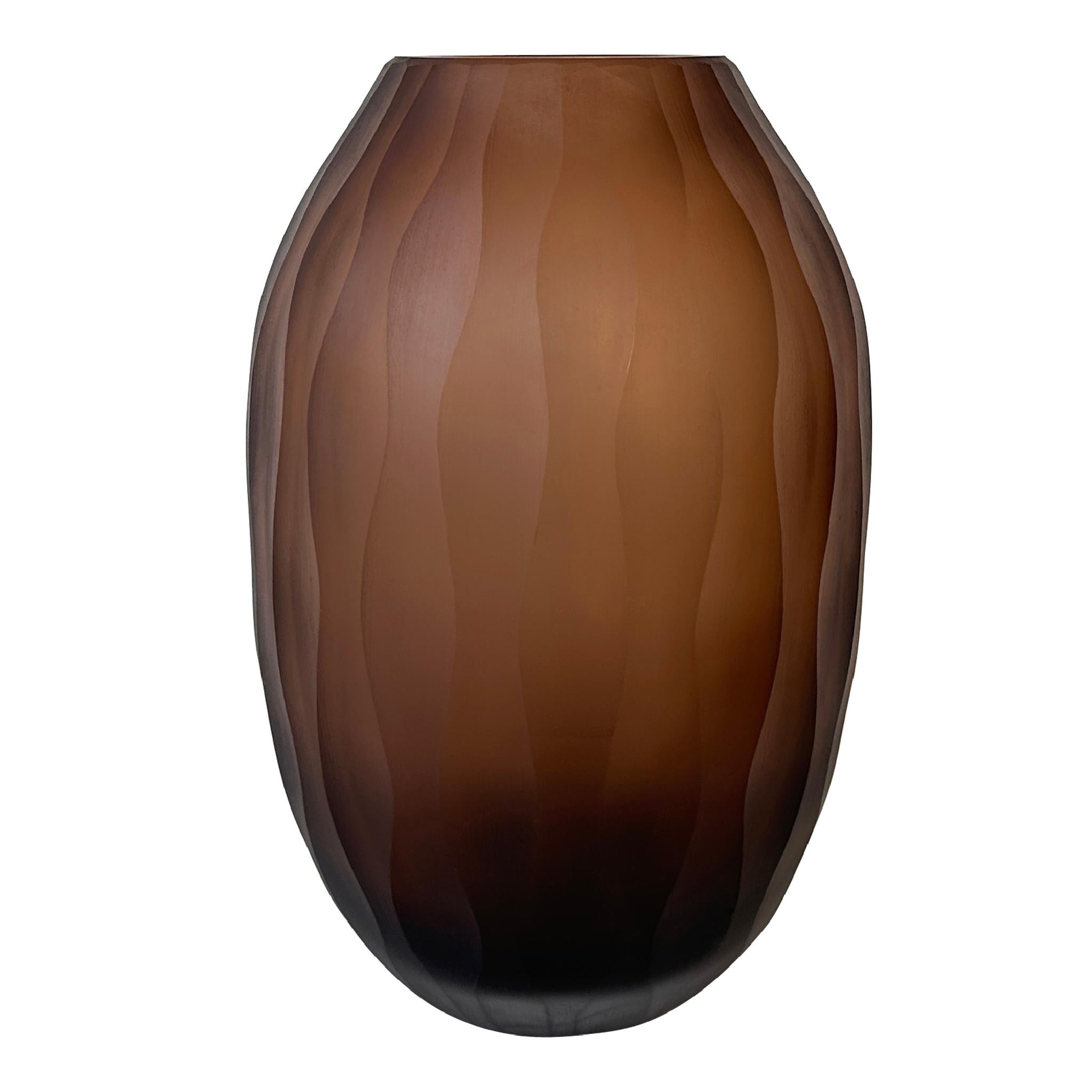 PTMD Vaas Mishan - 16x16x25 cm - Glas - Bruin