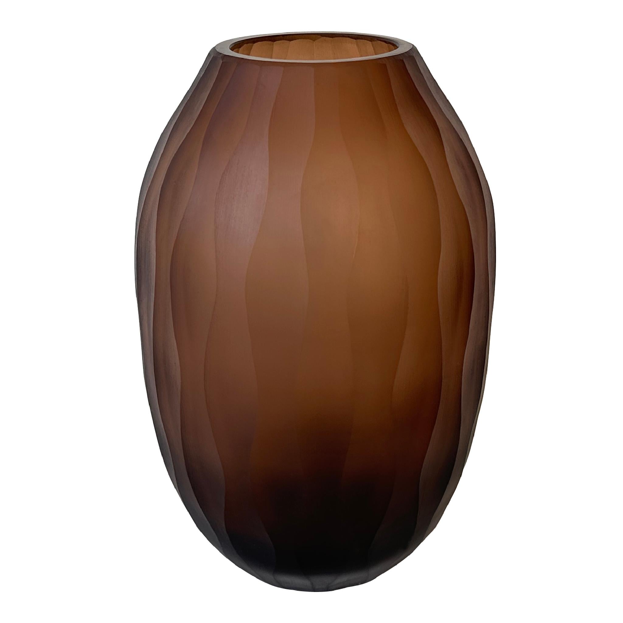 PTMD Vaas Mishan - 16x16x25 cm - Glas - Bruin