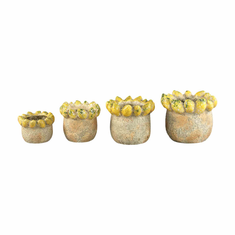 PTMD Bloempot Fruitsy - 23x23x20 cm - Terracotta - Geel
