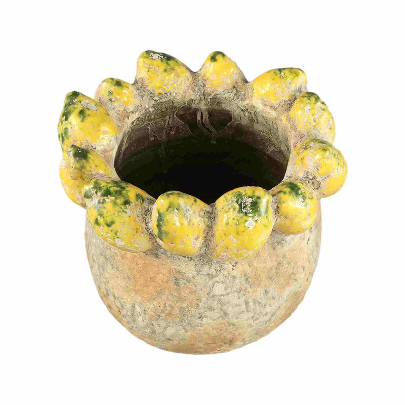 PTMD Bloempot Fruitsy - 23x23x20 cm - Terracotta - Geel