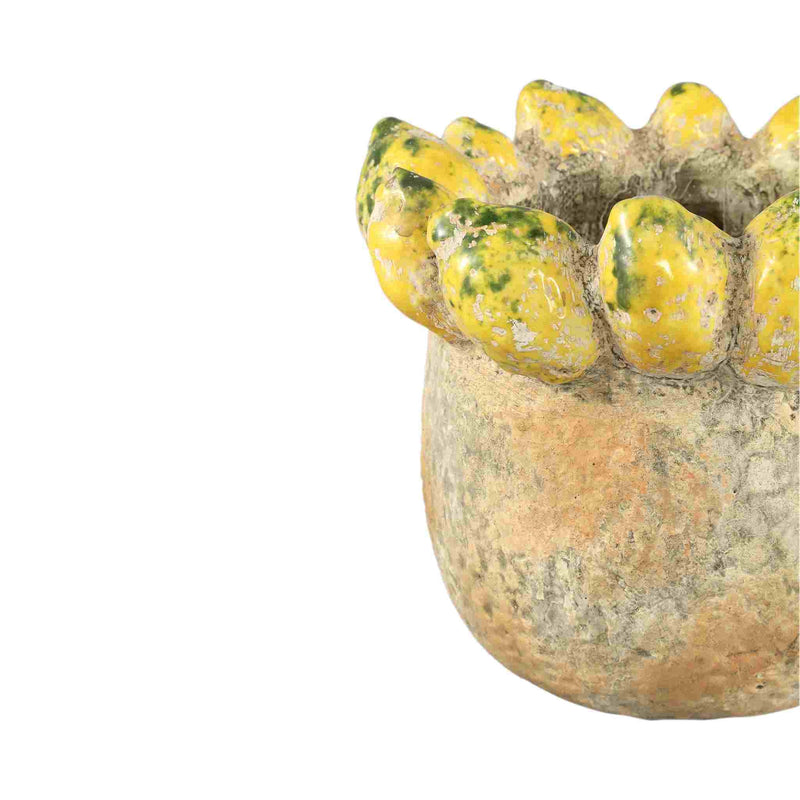 PTMD Bloempot Fruitsy - 23x23x20 cm - Terracotta - Geel
