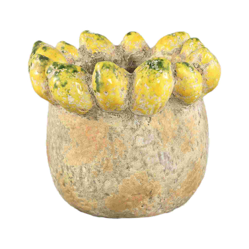 PTMD Bloempot Fruitsy - 23x23x20 cm - Terracotta - Geel
