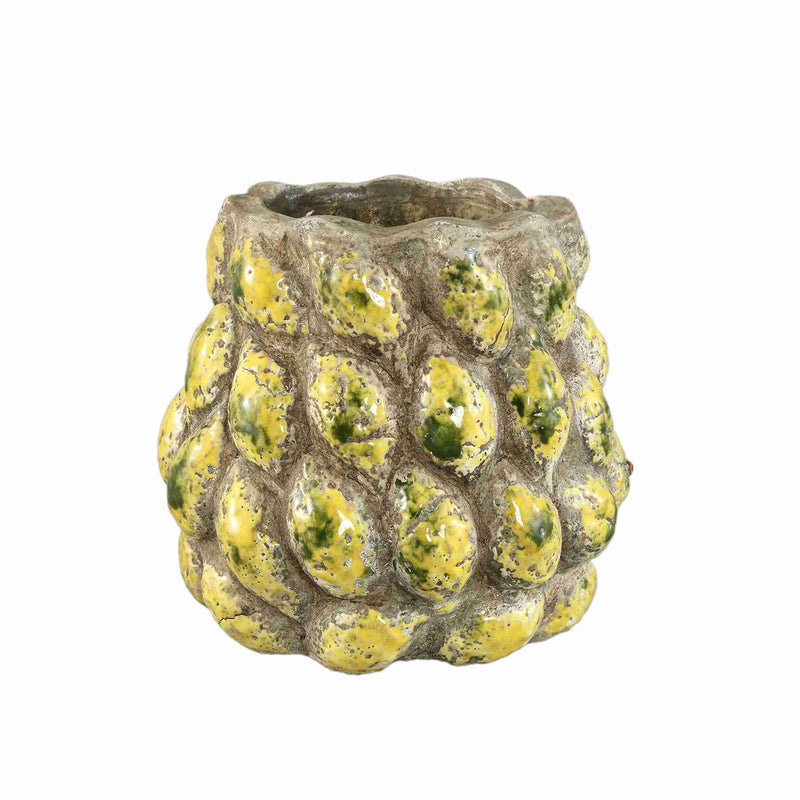 PTMD Bloempot Fruitsy - 21x21x20 cm - Terracotta - Geel
