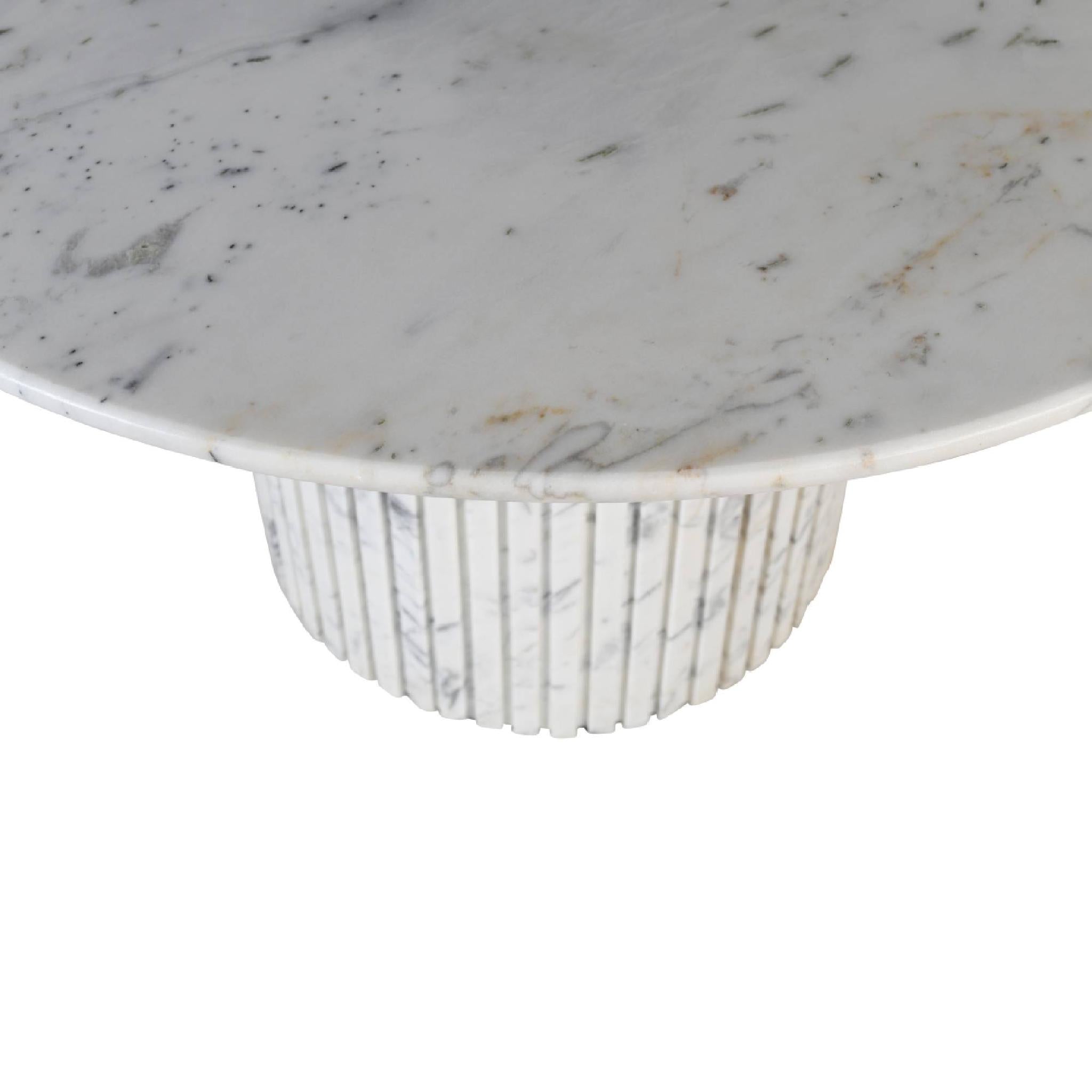 PTMD Eettafel Neelim - 122x122x76 cm - Marmer - Wit