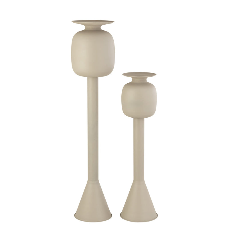PTMD Bloempot Dainah - 24x24x100 cm - Ijzer - Creme