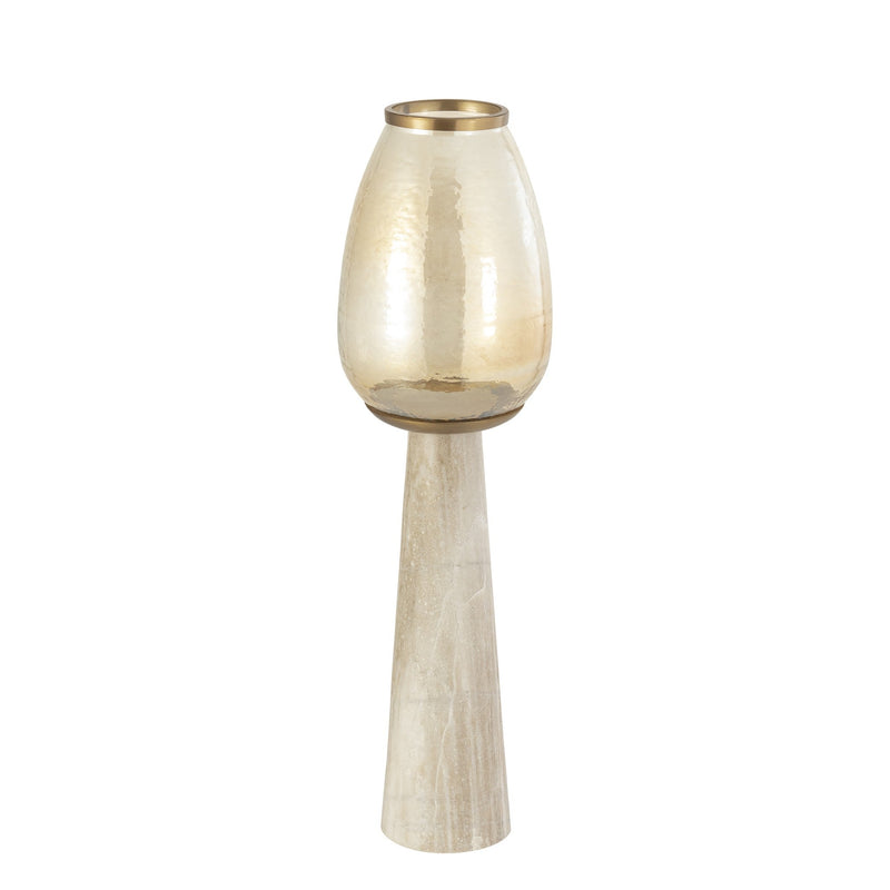 PTMD Windlicht Berdand - 22x22x79 cm - Glas - Beige