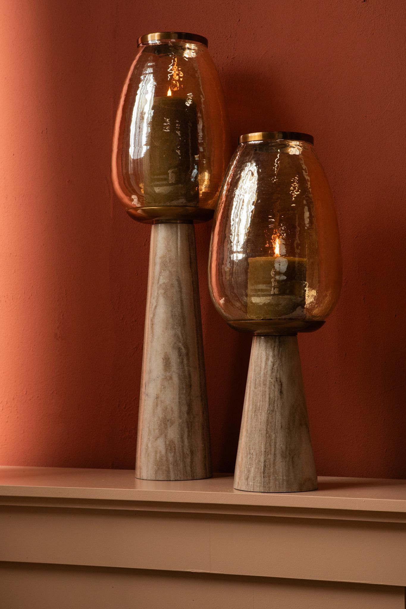 PTMD Windlicht Berdand - 22x22x59 cm - Glas - Beige
