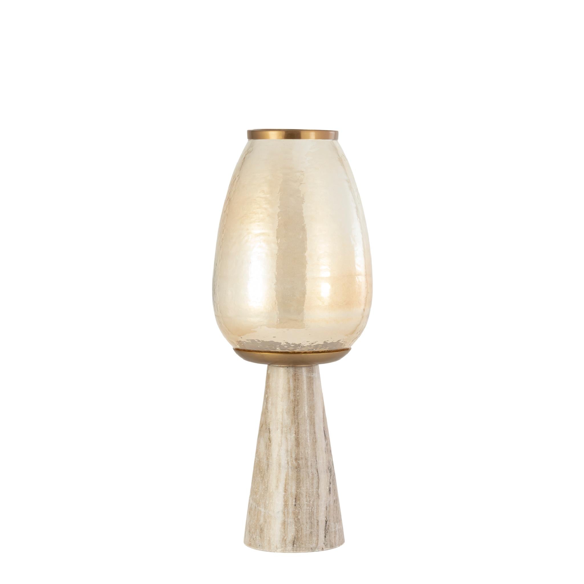 PTMD Windlicht Berdand - 22x22x59 cm - Glas - Beige
