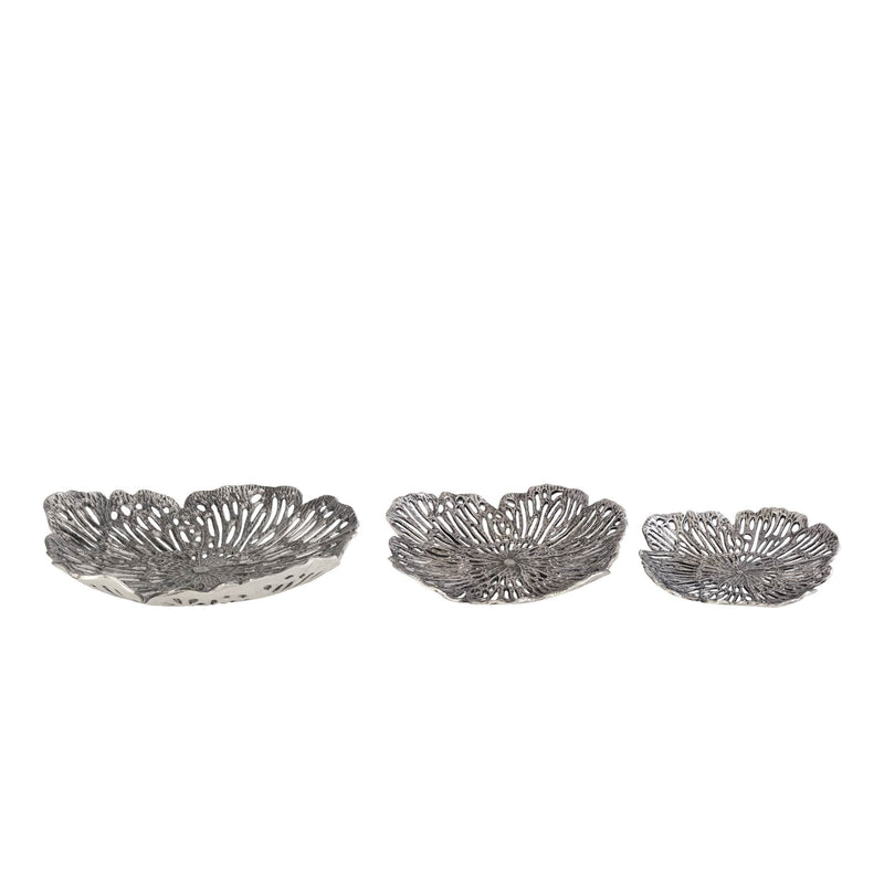 PTMD Schaal Ryhann - 31x30x6 cm - Aluminium - Zilver