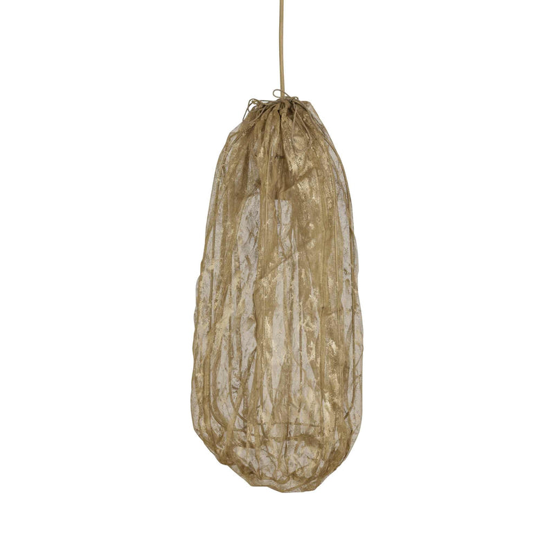 PTMD Hanglamp Maitia - 30x30x48 cm - Textiel - Goud