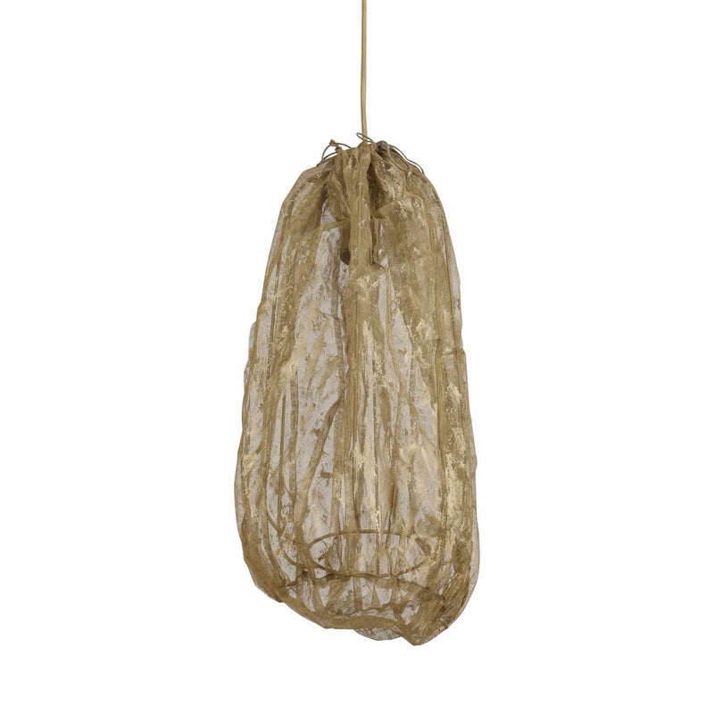 PTMD Hanglamp Maitia - 30x30x48 cm - Textiel - Goud