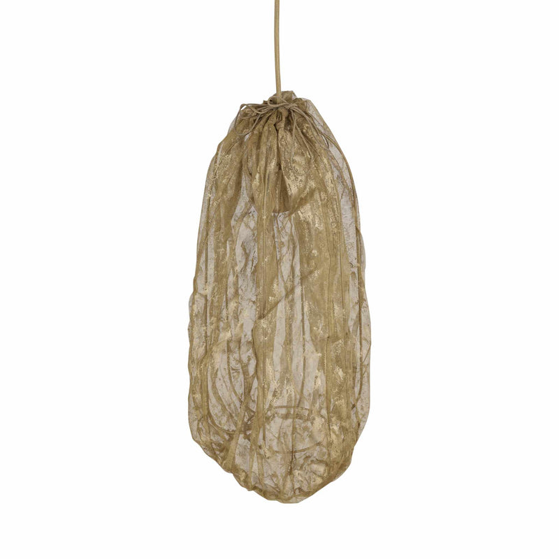 PTMD Hanglamp Maitia - 30x30x48 cm - Textiel - Goud