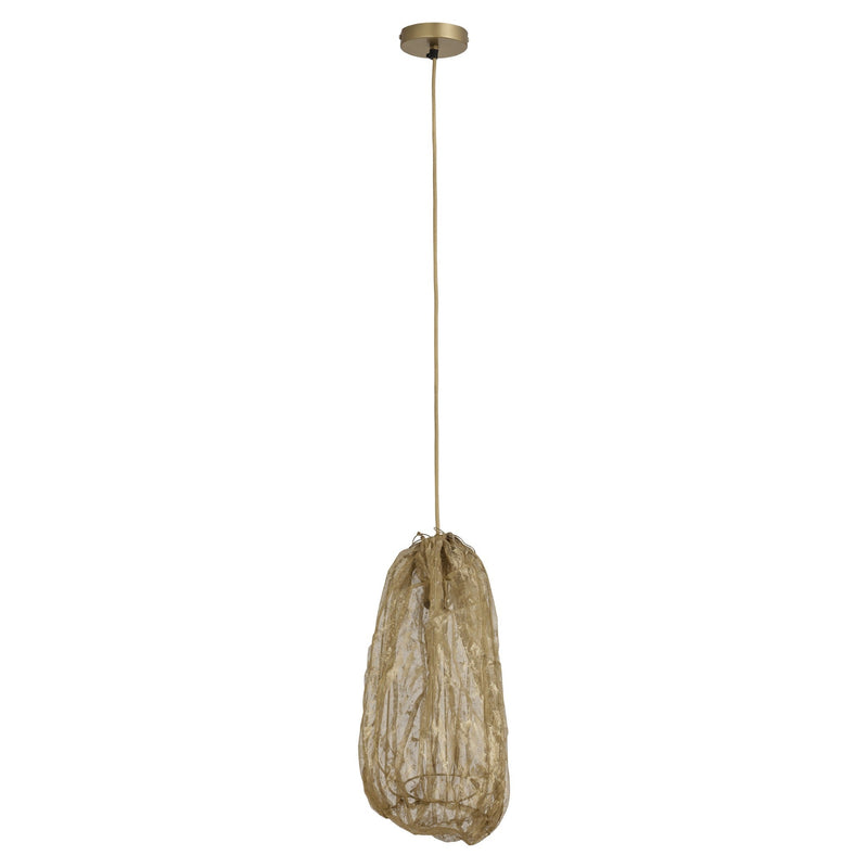 PTMD Hanglamp Maitia - 30x30x48 cm - Textiel - Goud