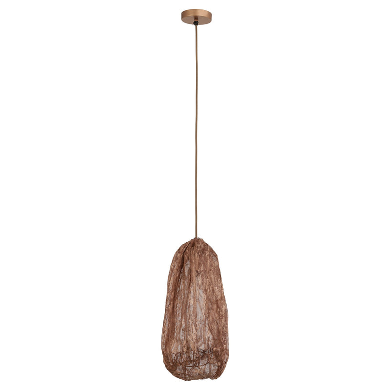 PTMD Hanglamp Maitia - 30x30x48 cm - Textiel - Koper