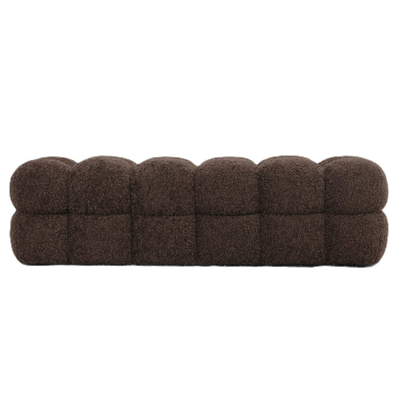 PTMD Bankje Teddy - 160x45x43 cm - Textiel - Bruin
